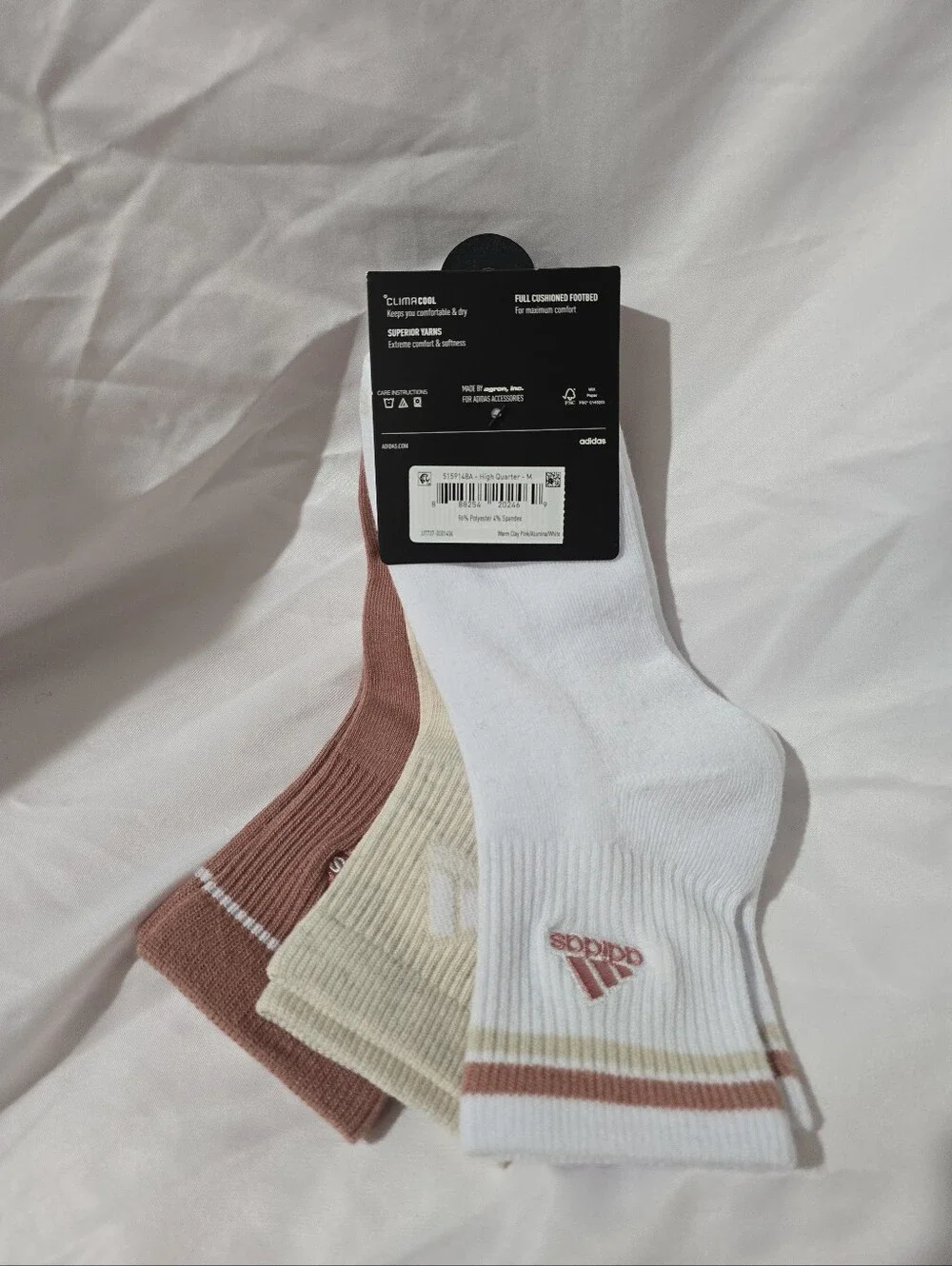 NWT Adidas Women's Cushioned Climacool High Quarter Semi Ribbed Socks 3 Pack